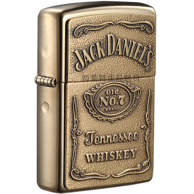 限量美国原装正品zippo防风煤油纯铜打火机杰克丹尼酒标徽章男士