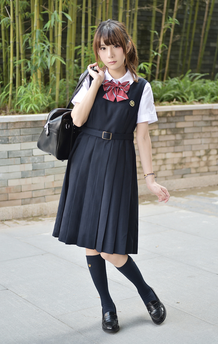 vintage连衣裙日本jk制服裙学院风萌软妹小清新背心裙 百褶裙