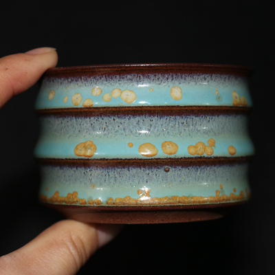 禹州钧瓷茶杯茶具主人杯品茗杯钧窑茶盏手工杯个人杯纯手工竹节杯