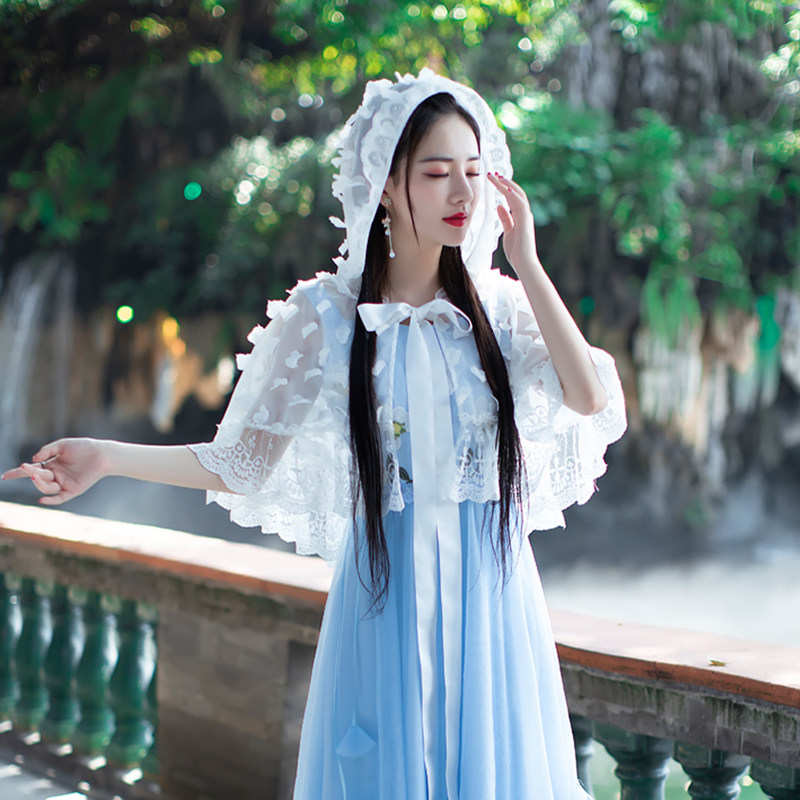 曼轻罗2018年夏装新品带帽小披风防晒衫仙女小