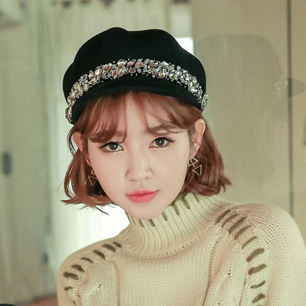 包邮韩国韩版复古淑女士春秋碎花纹可爱花朵子板帽嘻哈帽平沿帽子_7折