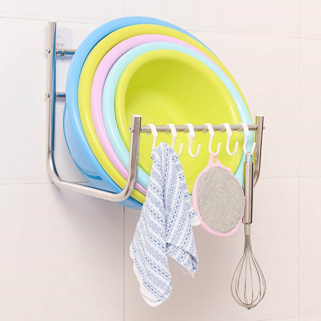 热销脸盆架 壁挂打孔_加厚不锈钢放盆架置物架大号澡盆架卫生间壁挂式