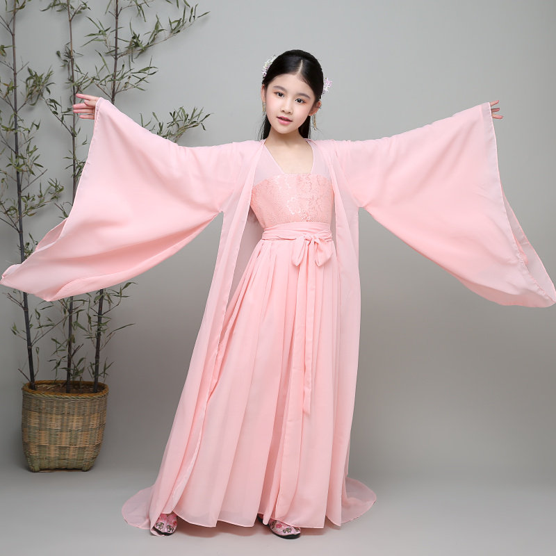 古装女童 拖尾_儿童古装古典衣服仙女装拖尾女童贵妃公主裙古代古筝