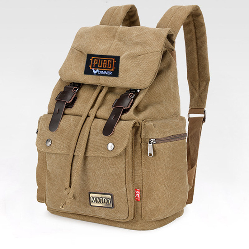 男士 双肩包大包_绝地求生二级背包 大包帆布户外男女双肩包复古 百搭