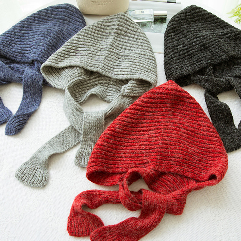 连帽围巾一体毛线针织保暖冬季女红色可爱粗毛线围脖护耳帽子优惠券