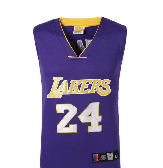 科比球衣24号刺绣_夏季nba篮球服湖人队24号科比球衣刺绣二件套运动