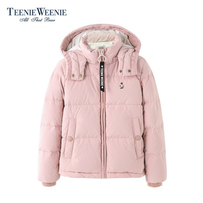 teenie weenie小熊2017冬女简约休闲纯色连帽羽绒服ttjd74c07k