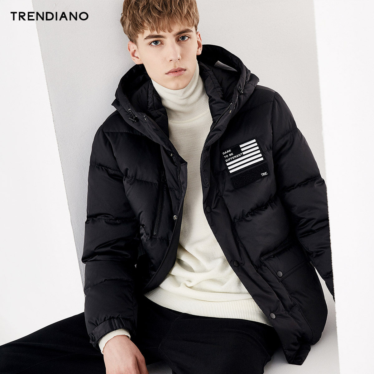 【特价】trendiano男装秋冬潮流迷彩连帽羽专柜正品