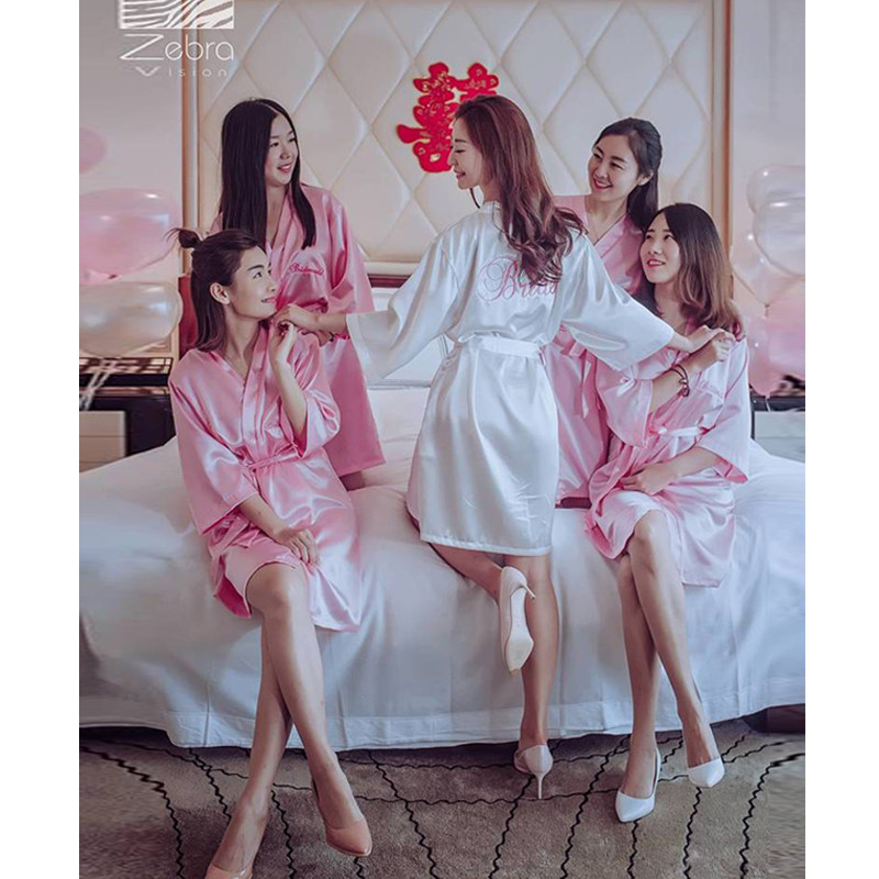 一折linefriends睡衣_伴娘团闺蜜睡衣晨袍女新娘姐妹婚礼睡衣趴派对