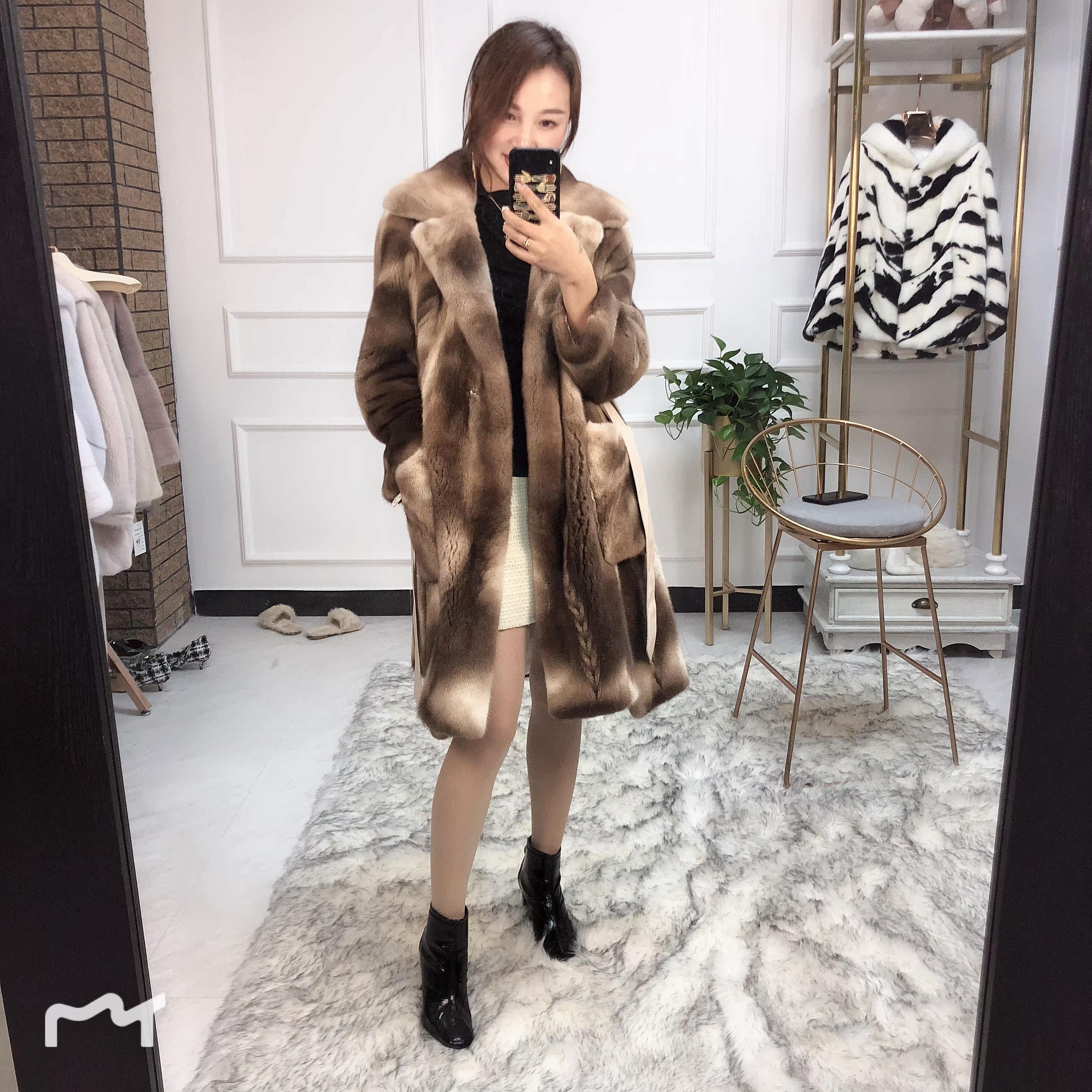 进口天鹅绒母貂长款_靓皇后直播专享稀有进口天鹅绒原色大理石貂整貂