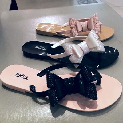 2018新款巴西梅丽莎 melissa 果冻鞋女鞋凉鞋侧边双层蝴蝶结拖鞋