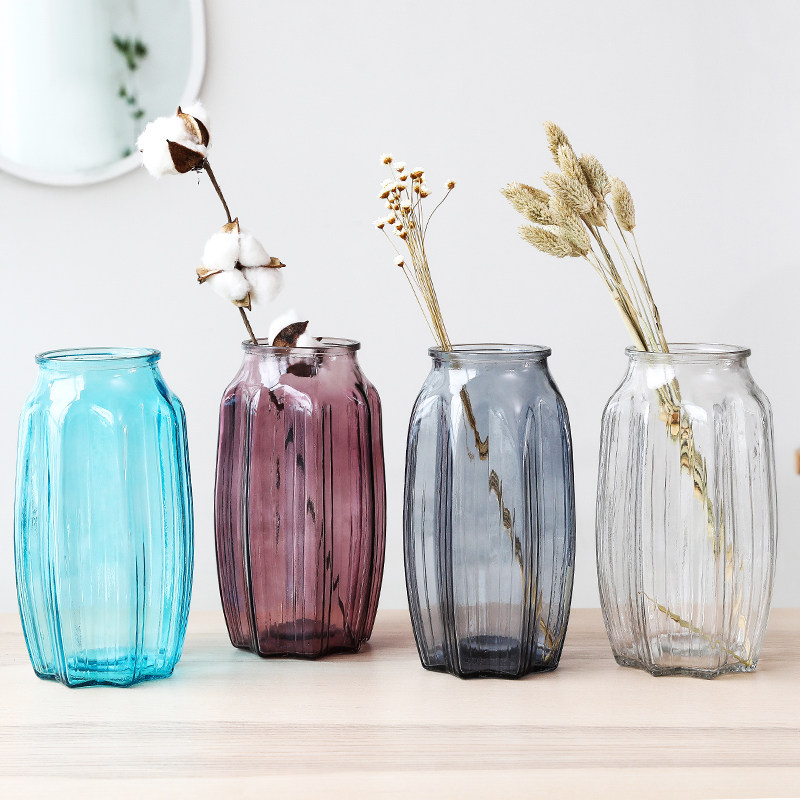 家用欧式简约装饰插花瓶摆件客厅创意摆设透明玻璃瓶干花绿萝瓶子