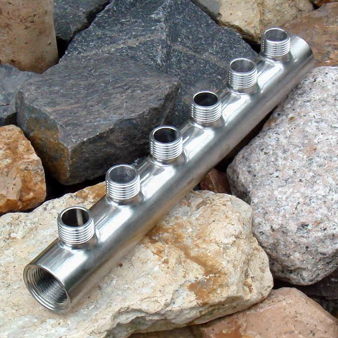 包邮不锈钢分水器分流器 双头三通五八通多路管 六分内丝四分外丝