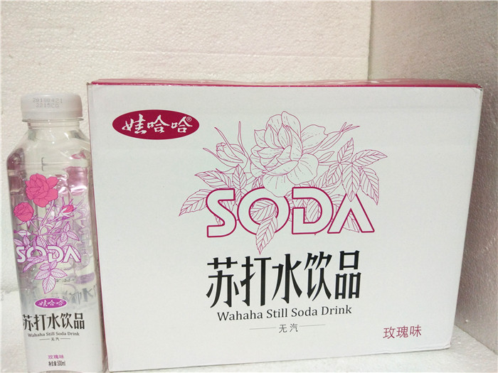 多省包邮 玫瑰味无汽苏打水500ml15瓶 娃哈哈果味苏打水 9月生产