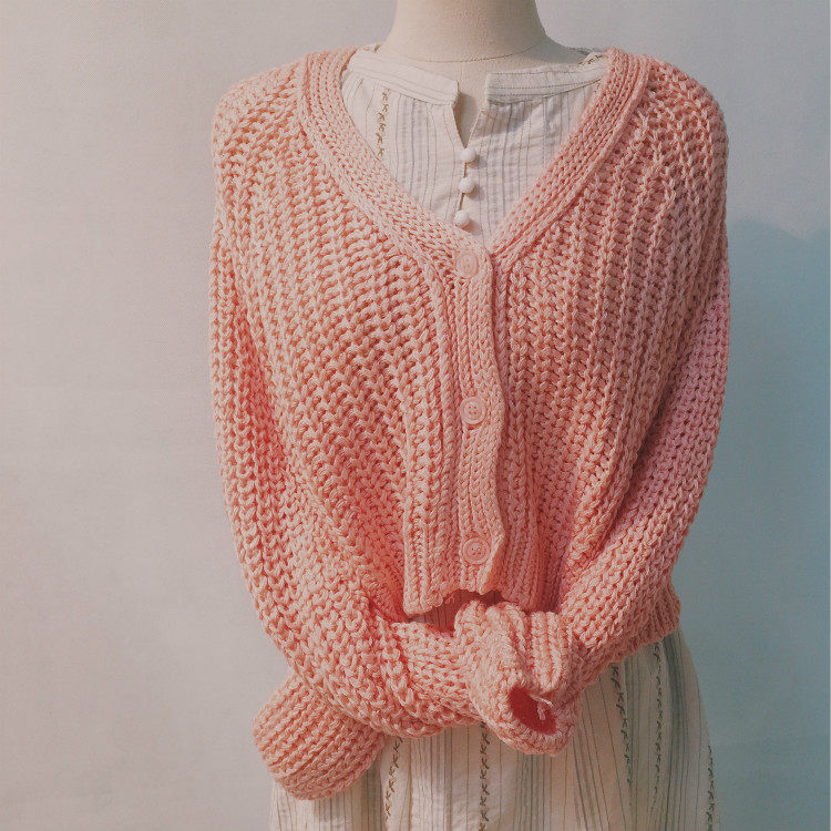 开胸毛衣外套女 宽松