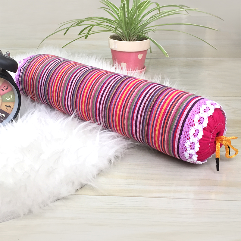 荞麦枕芯_加长加高纯棉老粗布圆枕头颈椎枕带花边圆柱护颈枕荞麦皮