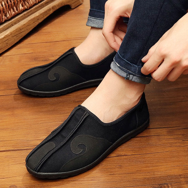 一折老北京_老北京帆布 靸鞋布鞋单鞋男千层底牛鼻子透气低帮民族风