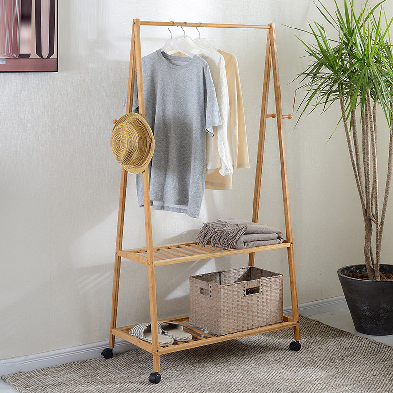 竹雅荟楠竹简易竹质衣帽架挂衣架落地卧室客厅儿童衣服收纳架