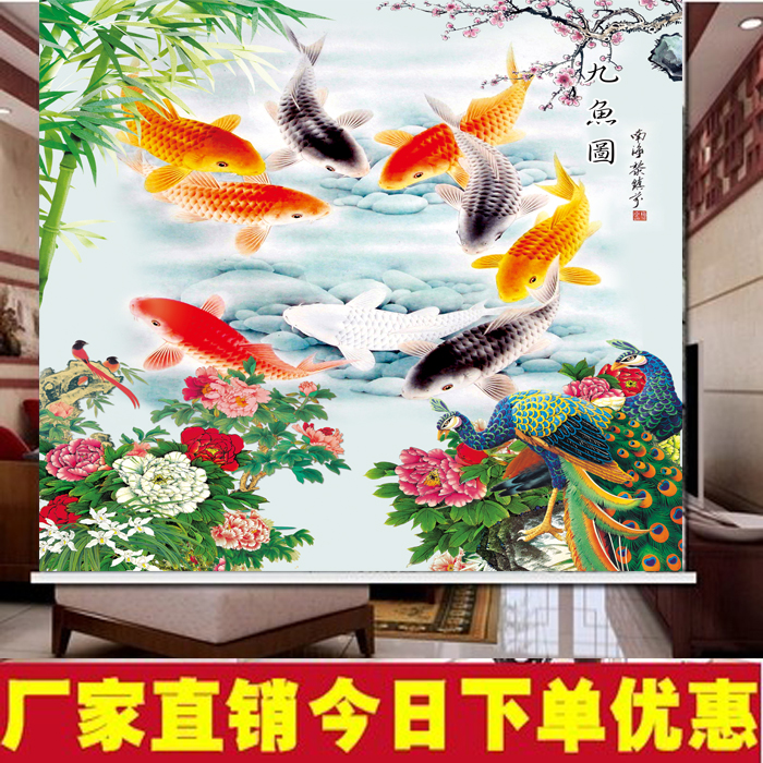 定制卷帘油画橘子玄关厨房卫生间隔断帘子照片尺寸自定义唯美大气