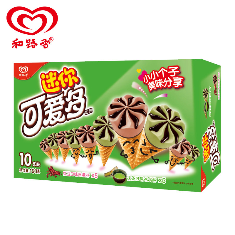 walls和路雪迷你可爱多抹茶红豆味冰淇淋10支雪糕批发