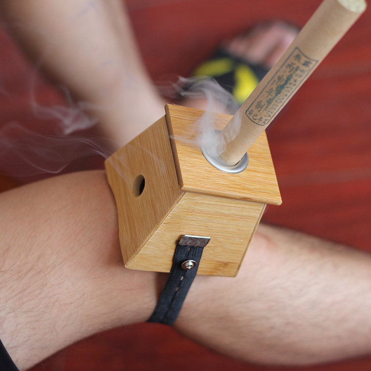 真艾堂单孔加厚竹制艾灸器随身灸木制艾灸盒1孔温灸盒家用艾灸罐