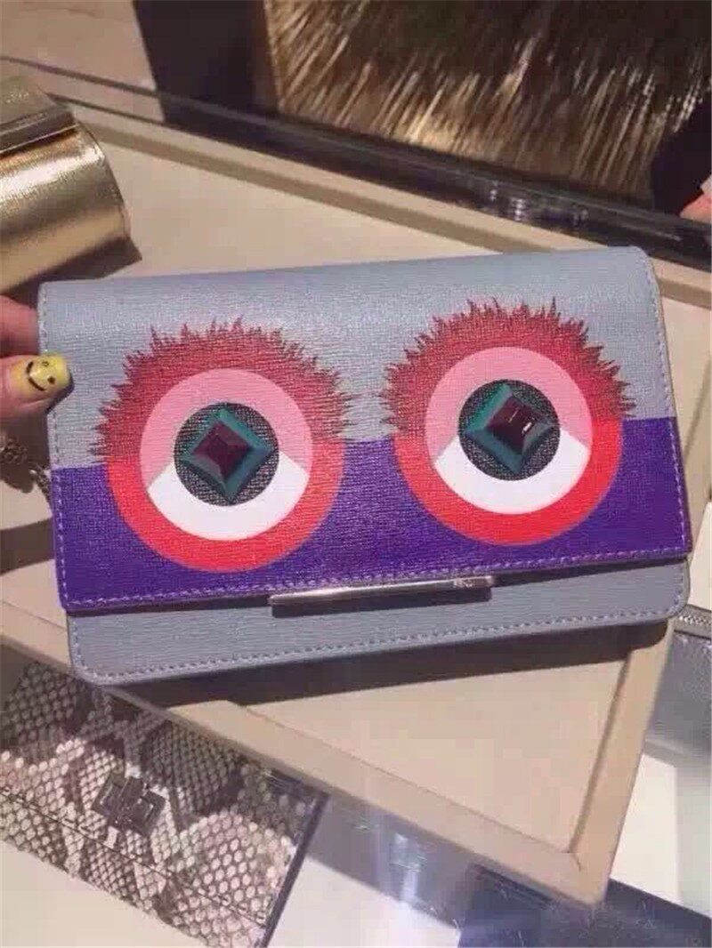 fendi woc链条包_直播fendi 芬迪 女包小恶魔眼睛拼色钱包 woc链条斜