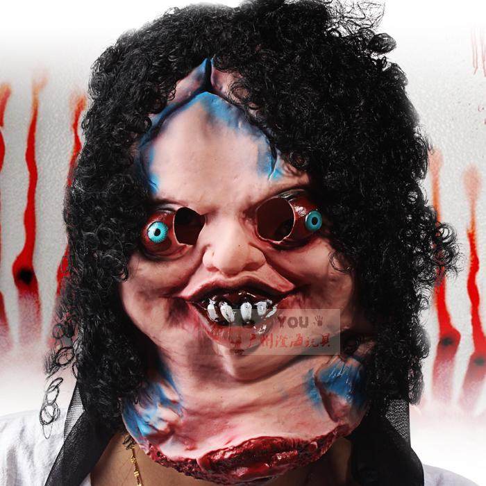 黑发恐怖坏婆婆吓人龅牙鬼脸魔鬼面具万圣节假面道具演出整人鬼怪