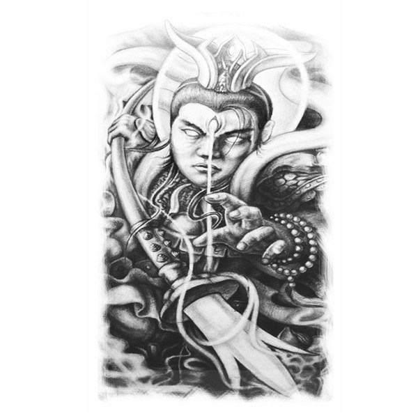 二郎神眼半臂纹身贴男女 图腾彩绘防水持久逼真花臂刺青纹身贴纸