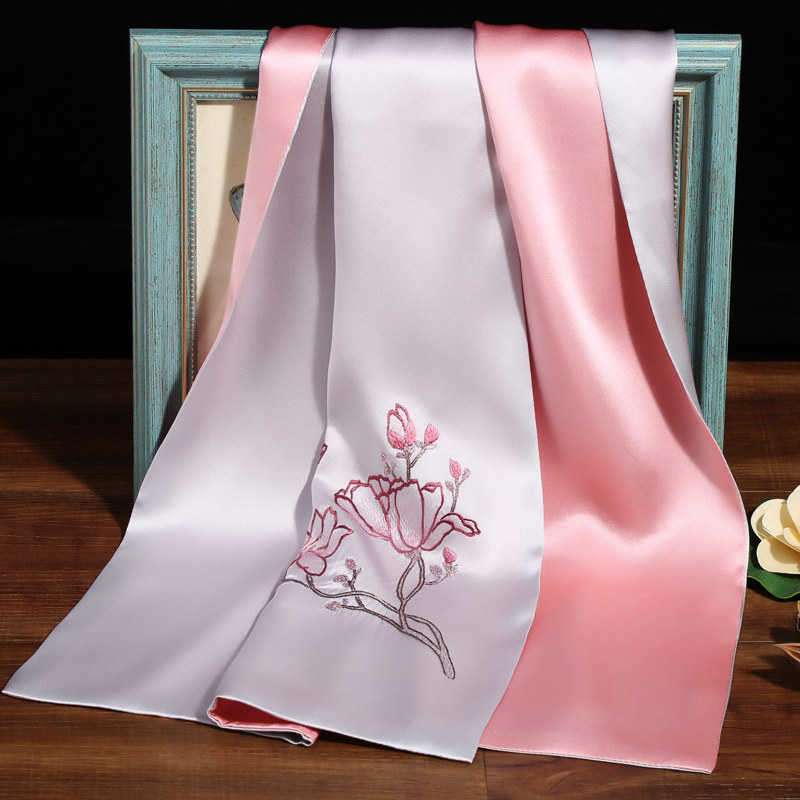 丝巾女绣花围巾100%桑蚕丝双层真丝刺绣旗袍披肩国礼苏州丝绸优惠券