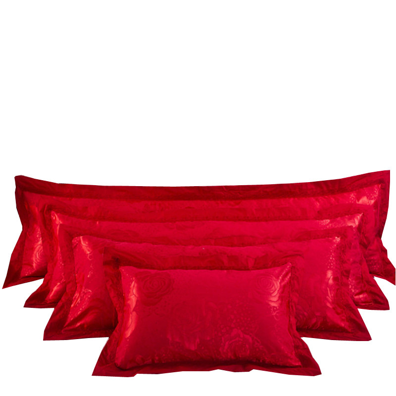 天蚕纯真大红色提花长枕头tccz1610031816z6