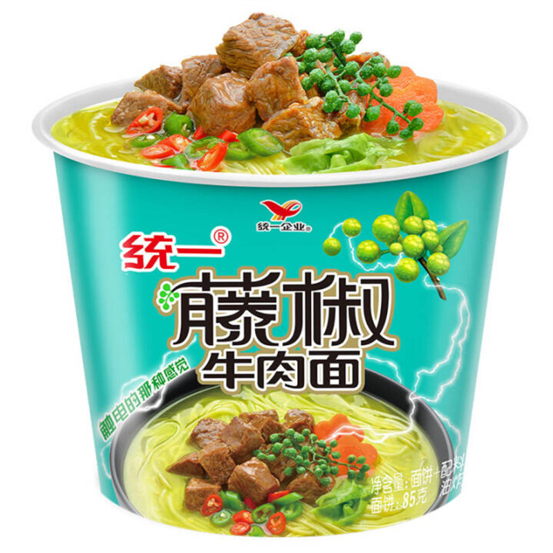 触电的感觉 统一藤娇藤椒牛肉面105g桶面汤面速食泡面 12桶包邮