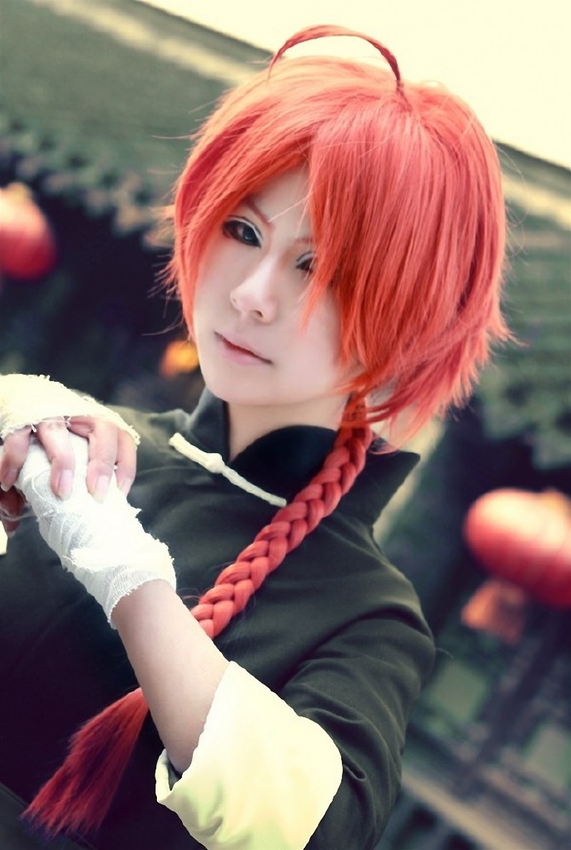 mcoser银魂 夜兔神威有呆毛 尼桑 橘红色cosplay动漫