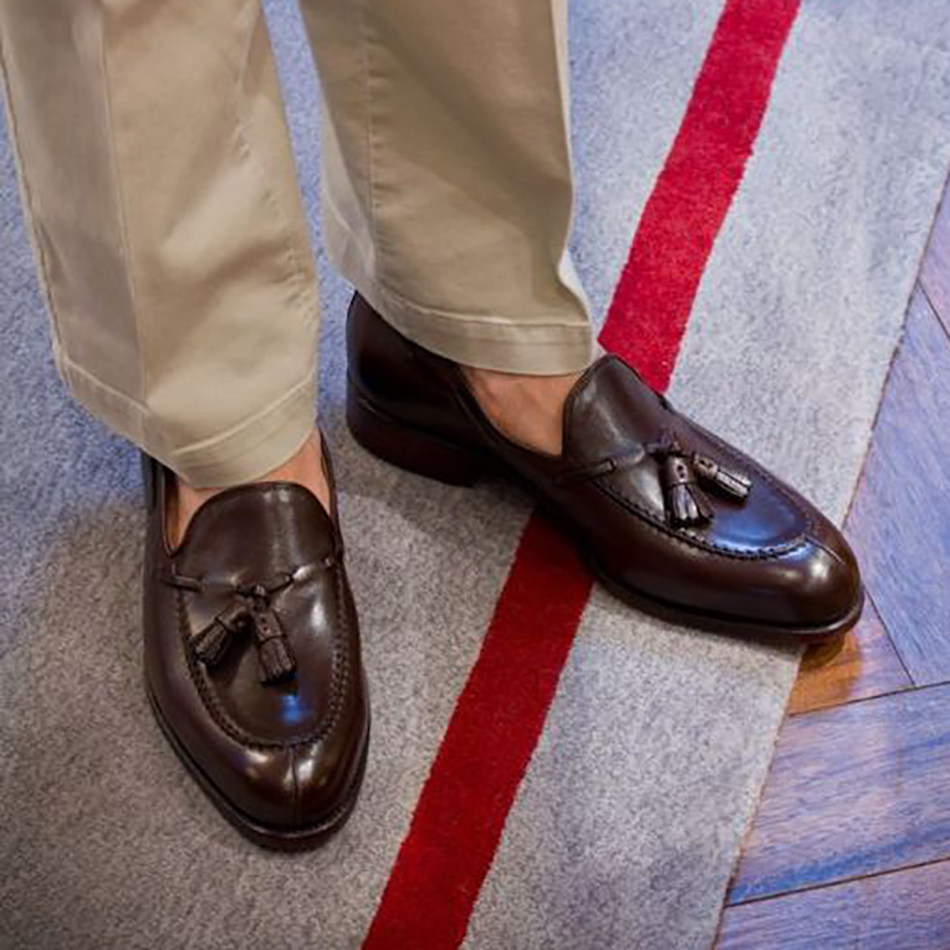 cie(其艾)纯手工皮底流苏圆头乐福男鞋意大利固特异工艺减震定制