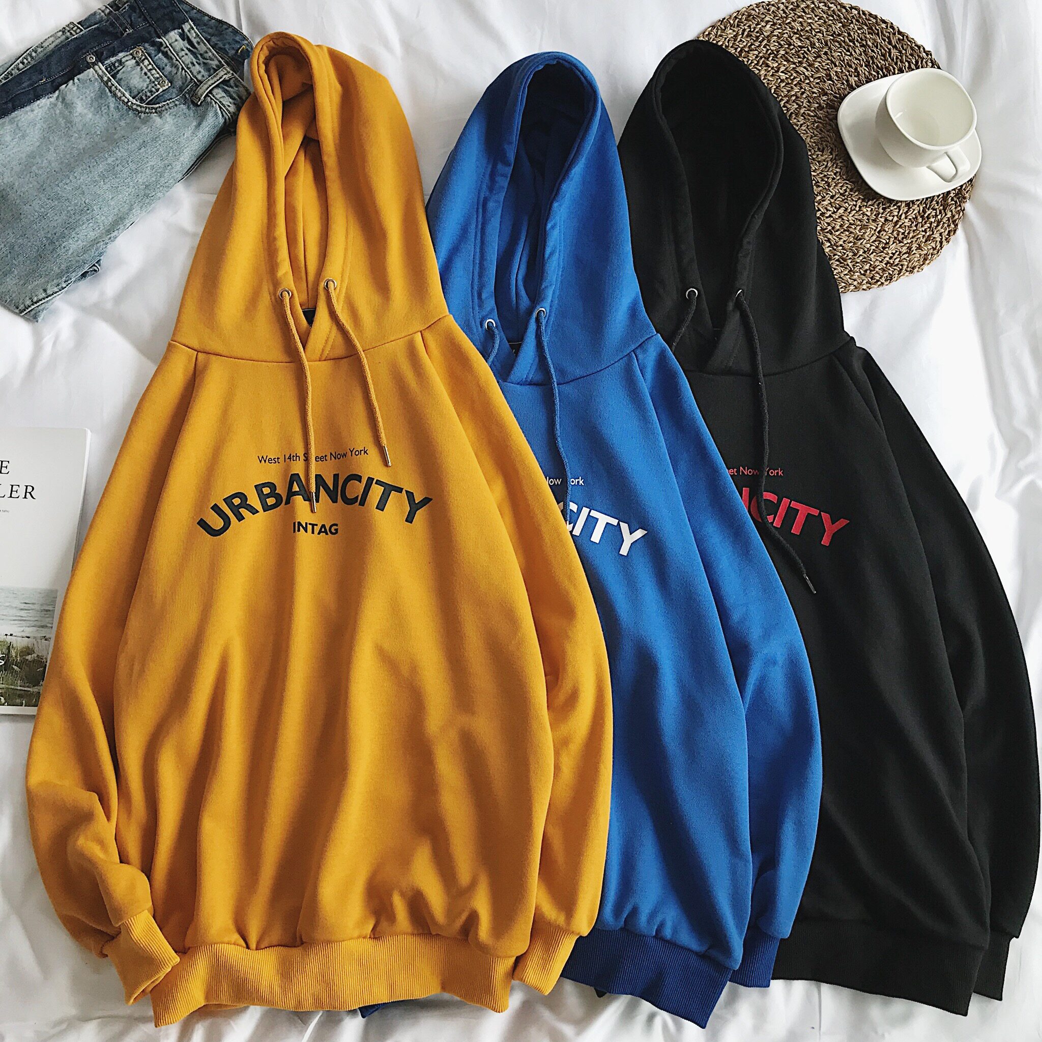 ulzzang宽松字母原宿bf风情侣装连帽卫衣女秋冬学生帽衫外套优惠券