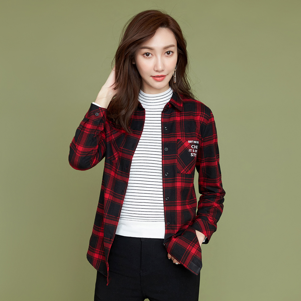 时尚格子衬衫,清新减龄学院风