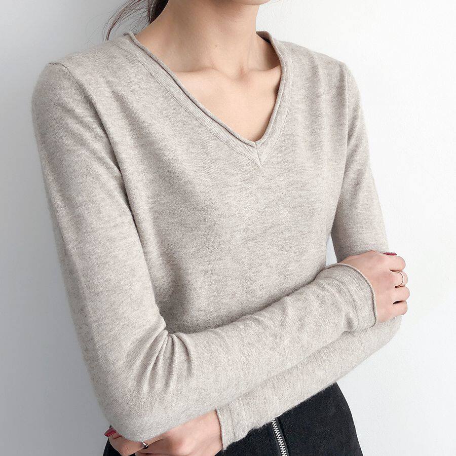 特价鸡心领红色毛衣女