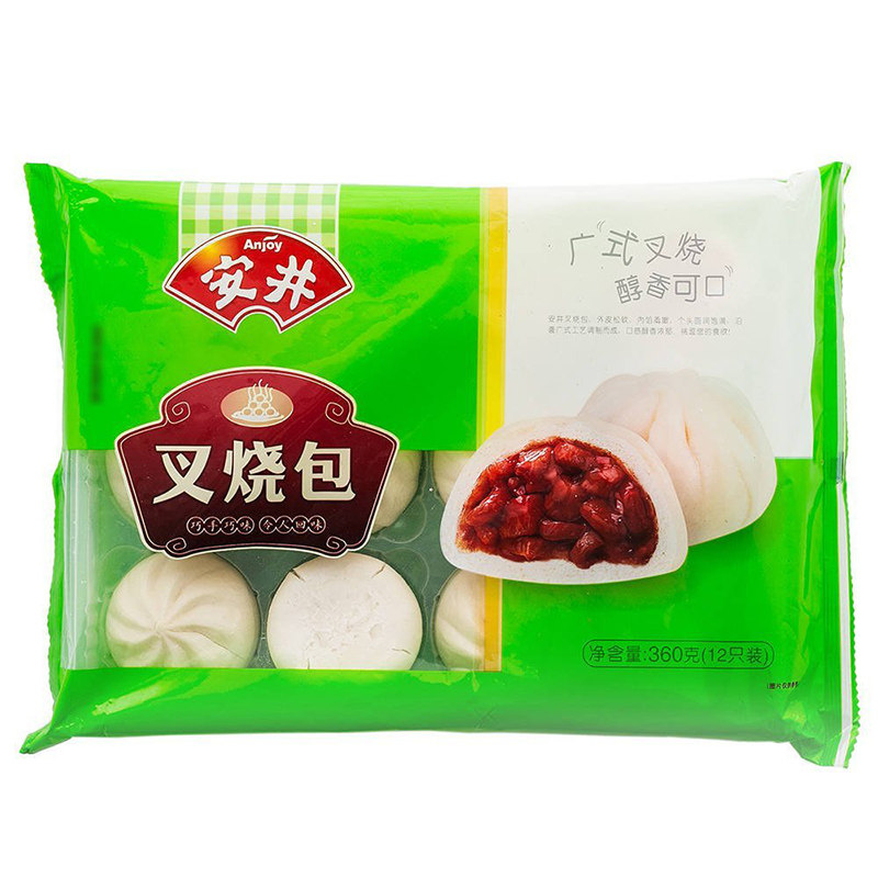 速冻食品早餐 叉烧包_安井叉烧包360g克12个广式馒头包子点心速冻早茶