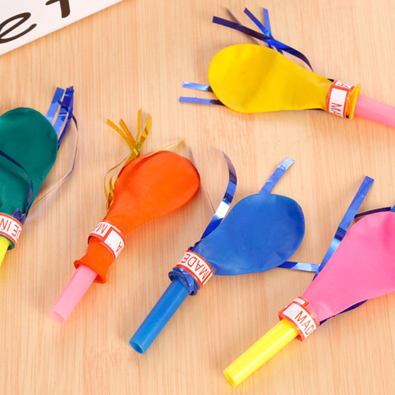 哨子气球金丝口哨气球儿童有声玩具吹气球幼儿园宝宝生日派对用品