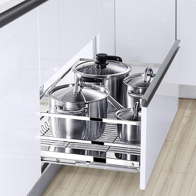 威万事/wellmax橱柜双层拉篮碗碟篮调味拉篮带阻尼导轨 vip专享