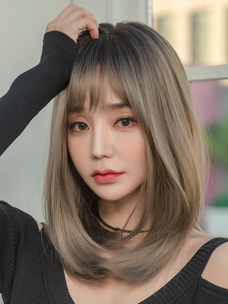 短发造型_波波头短发全头套式仿真可爱假发女长发网红直发套头韩版