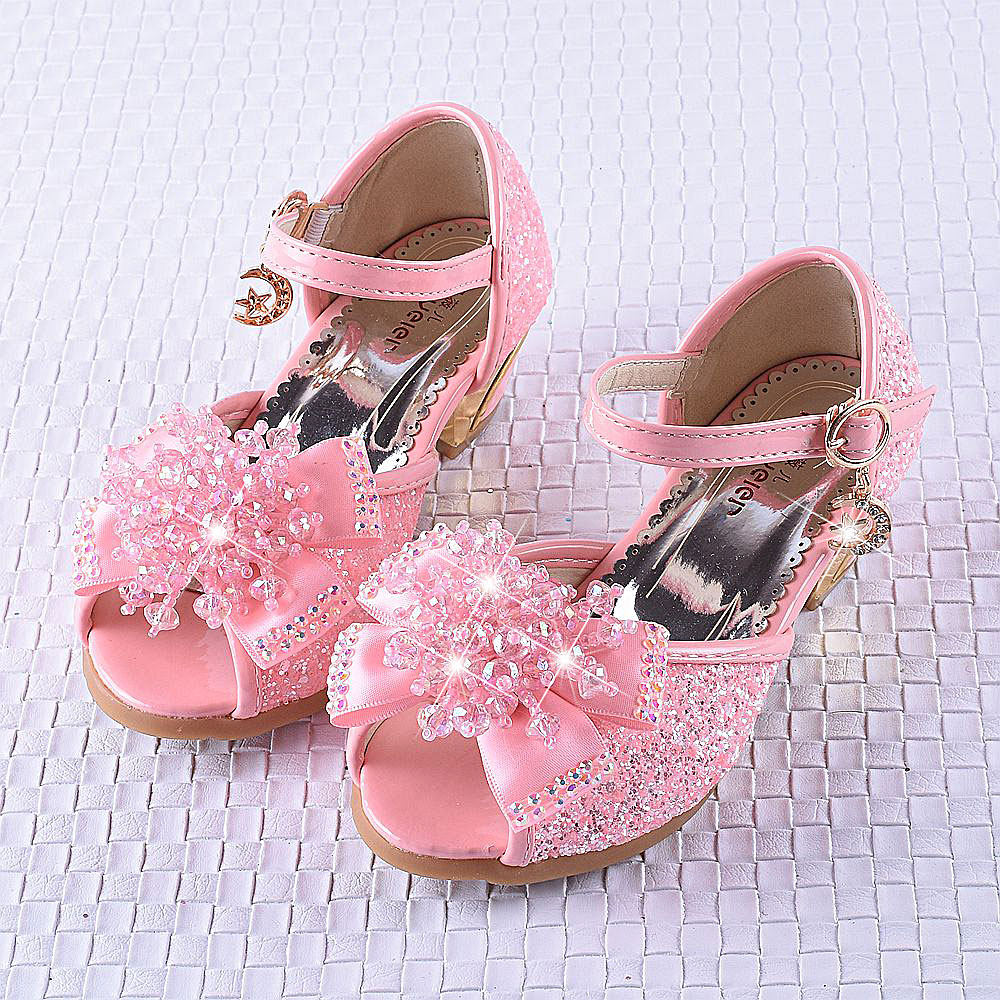 女童公主凉鞋2017新款小孩子高跟鞋儿童夏季灰姑娘水晶鞋中大童鞋