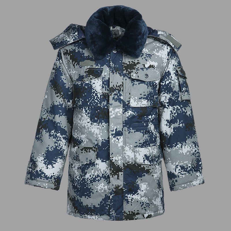 特价冬作训迷彩服_配发正品空军大衣城市迷彩大衣防寒保暖服加厚数码