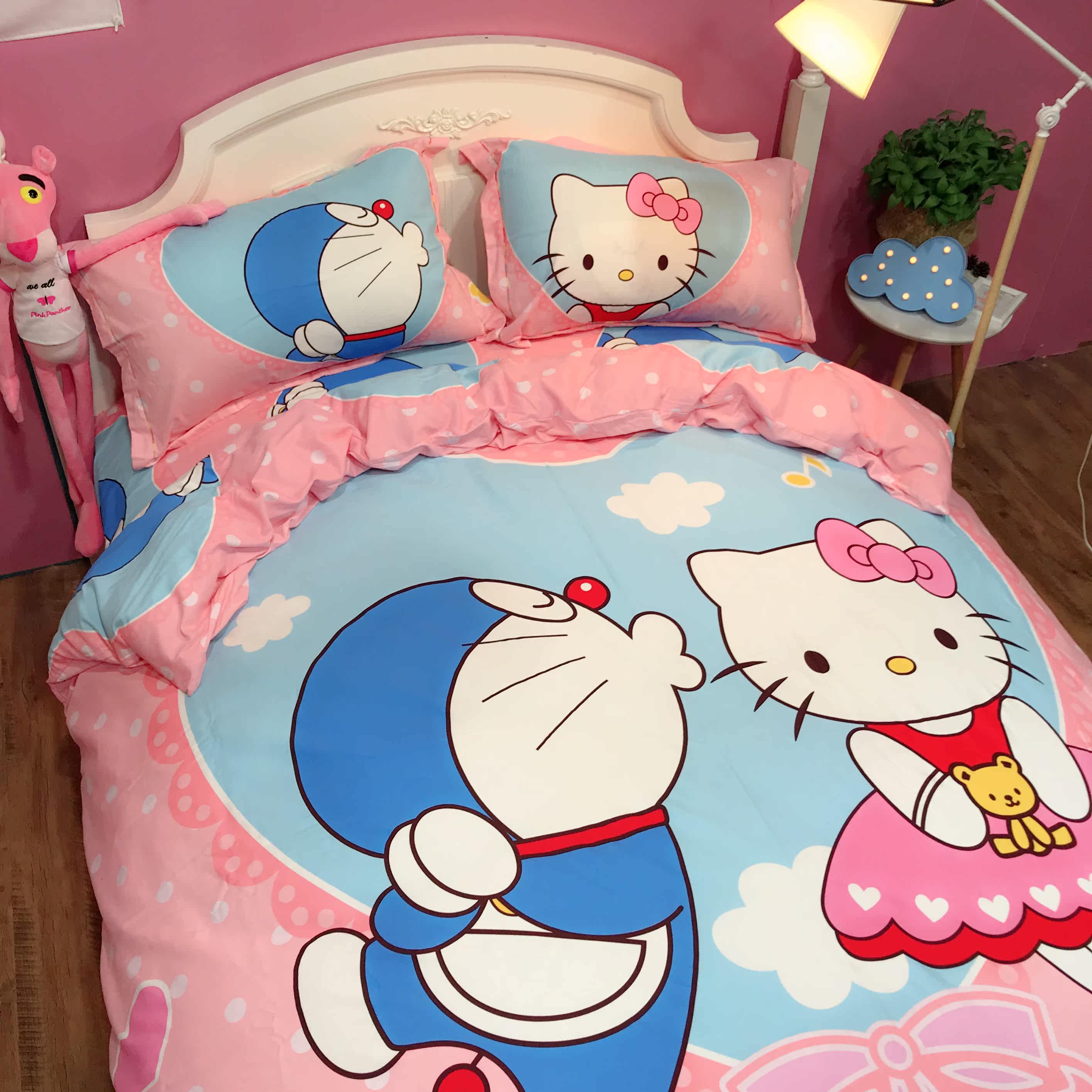 凯蒂猫哈喽hellokitty床单kt猫全棉公主风四件套卡通床上用品优惠券