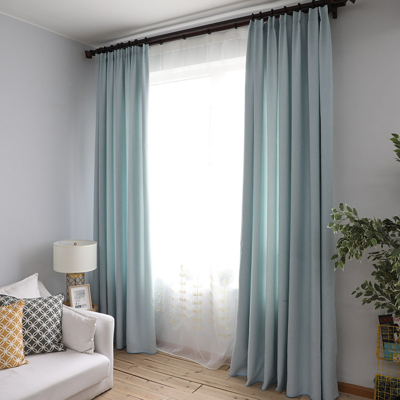 麻棉纯色窗帘布料现代简约成品特价卧室客厅阳台遮光落地窗帘优惠券