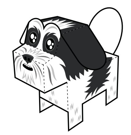 小狗纸模型 纸盒卡片动物简易少儿童手工交作业 3d纸模型 手工diy