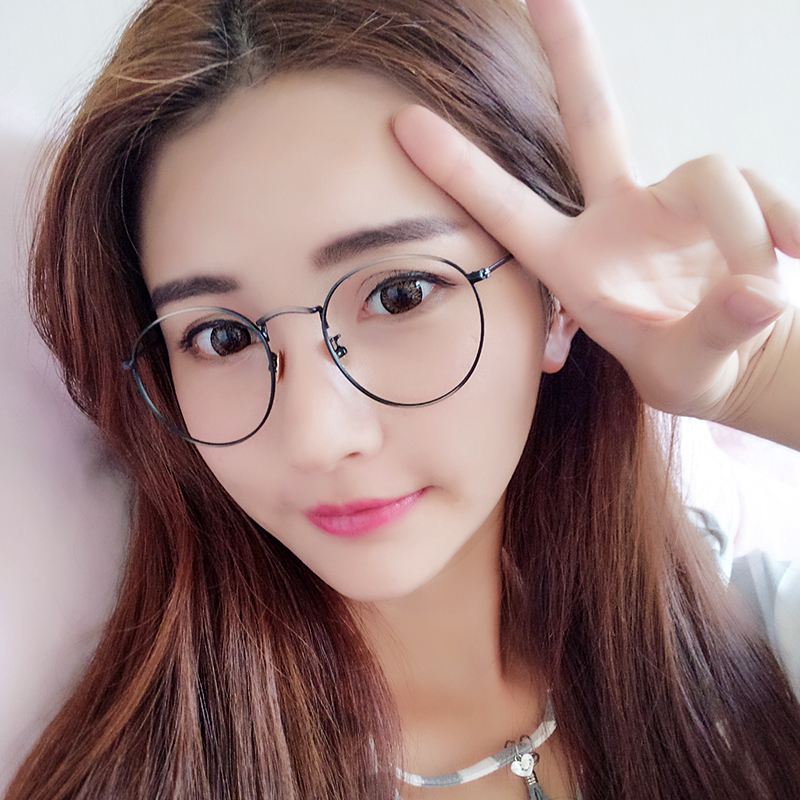 日系文艺近视眼镜框女款软妹素颜眼镜框女配有度数韩版圆脸平光镜1元