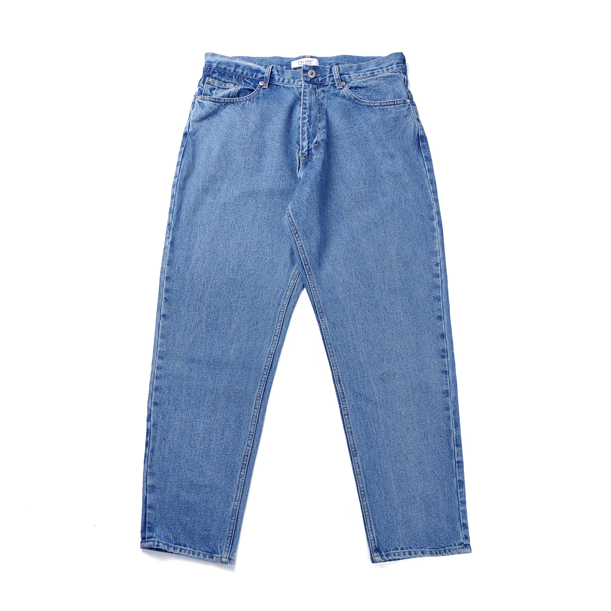 牛仔裤九分男_paland 18aw 宽松水洗牛仔裤 90s蓝色日系复古潮牌浅蓝