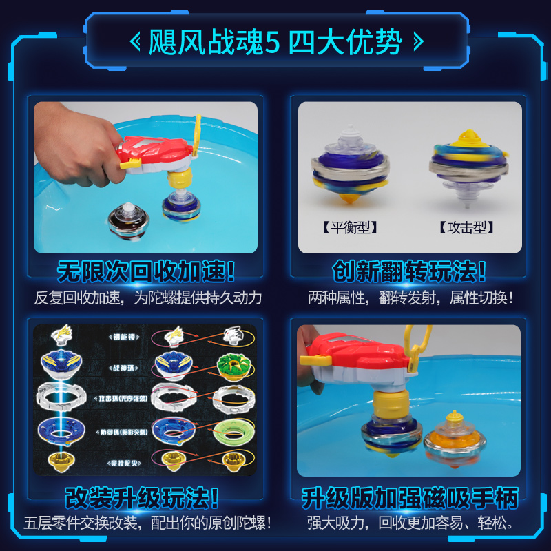 奥迪双钻儿童陀螺玩具飓风战魂5战斗王3新款战神之翼梦幻拉线男孩