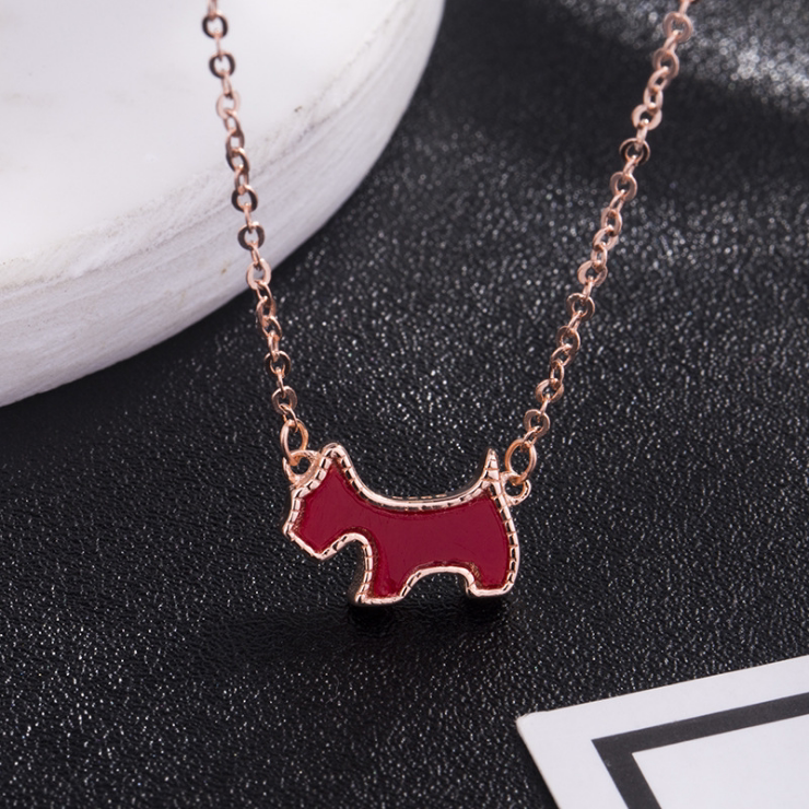 狗项链饰品女 925银