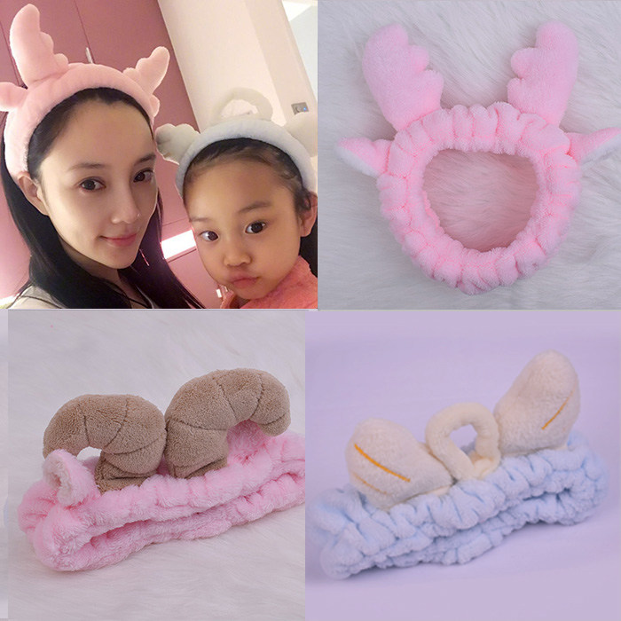 简约 防滑_日系甜美风羊角头带网红同款洗脸束发带化妆沐浴防滑头巾